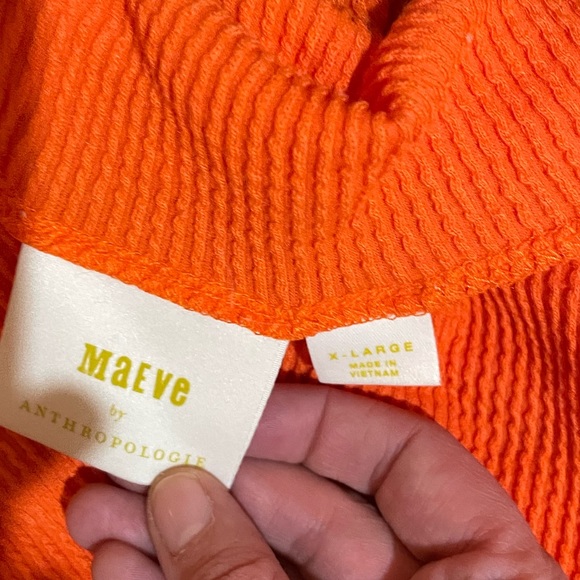 Anthropologie Maeve Orange Textured Off Shoulder Top - Picture 5 of 5